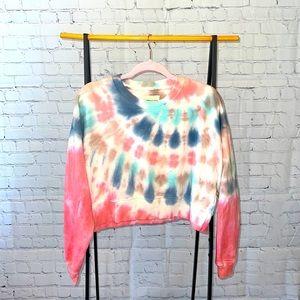 American Eagle Tie Dye Crop Crewneck Sweatshirt M
